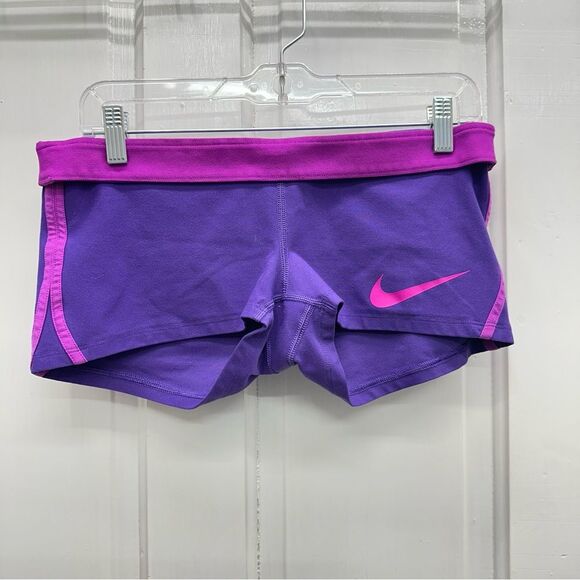 Nike Just Do It Dri-fit Purple and Pink Athletic Compression Shorts womens large - Picture 1 of 5
